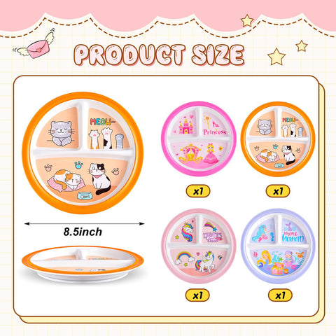 Hushee unicorn design divided plate for girls enhances mealtime fun