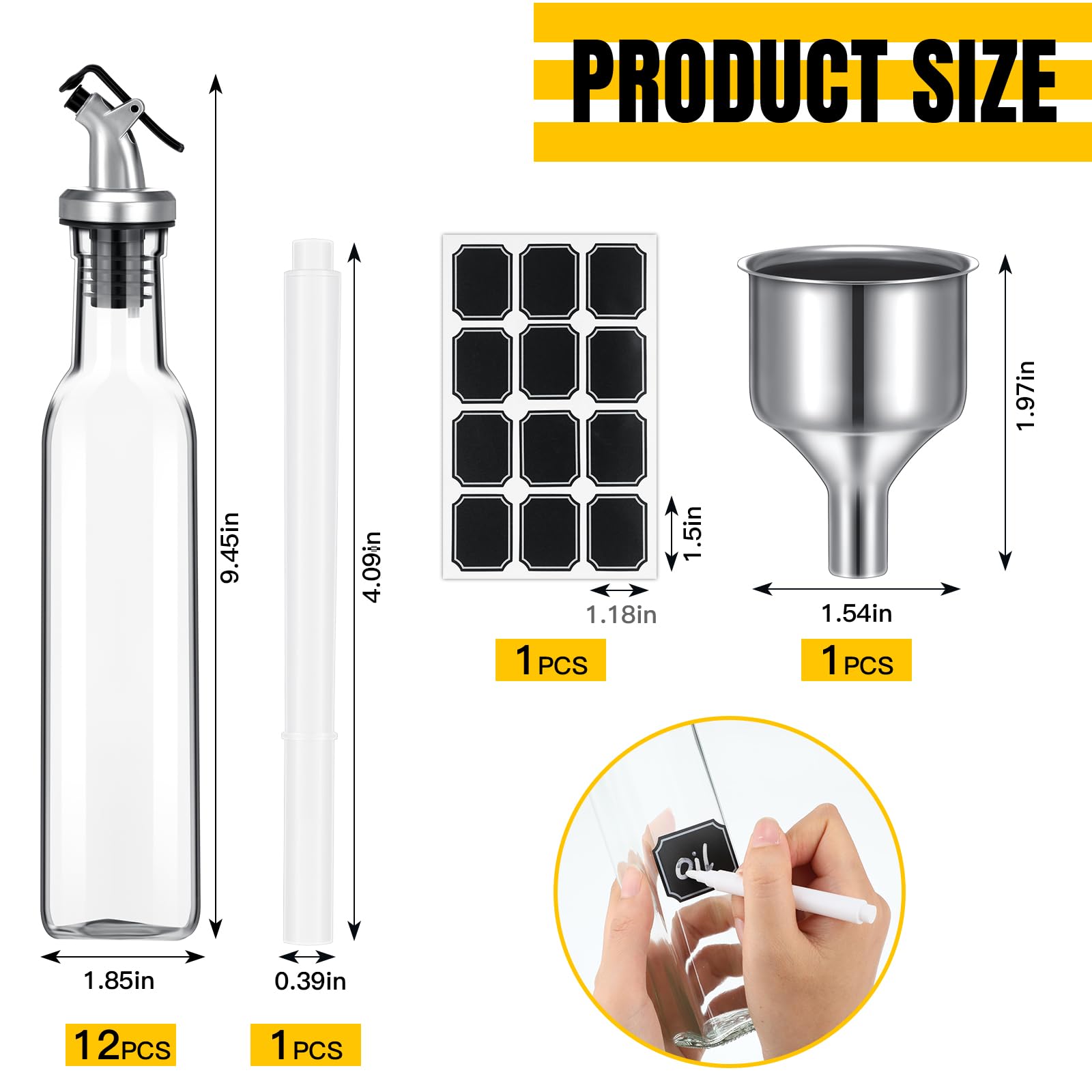 Hushee 8oz glass oil bottle with spout enables precise pouring.