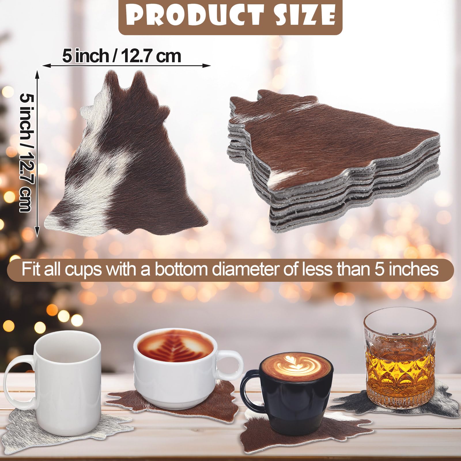 Hushee cowhide coaster pattern detail adds rustic charm to decor