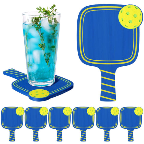 Hushee Dinkball blue paddle coaster for protecting surfaces from heat and moisture.