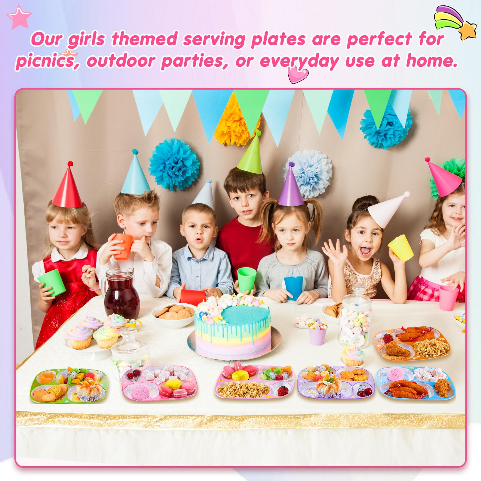 Hushee girls collection plate features six designs for meals