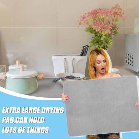 Hushee gray dish drying mat is easy to clean and air dry