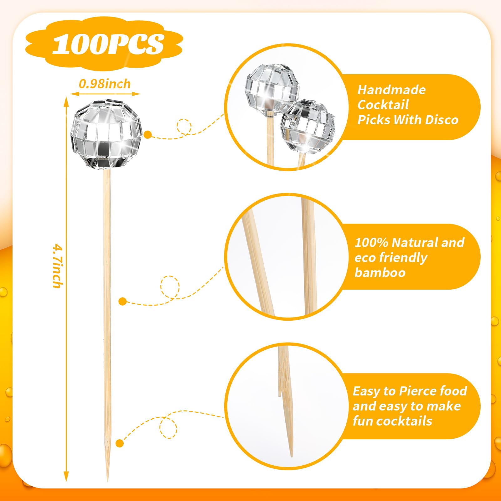 Hushee mirror ball skewers add sparkle to wedding or bar service