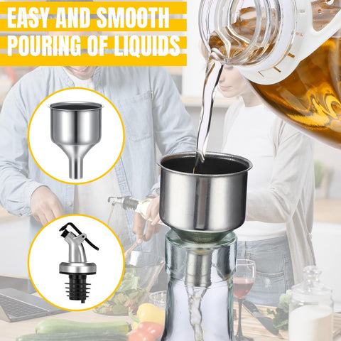 Hushee stainless steel funnel for smooth, mess-free filling.