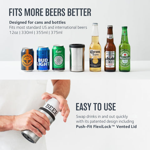 Huski Beer Cooler 2.0 fits most cans and bottles for versatility.
