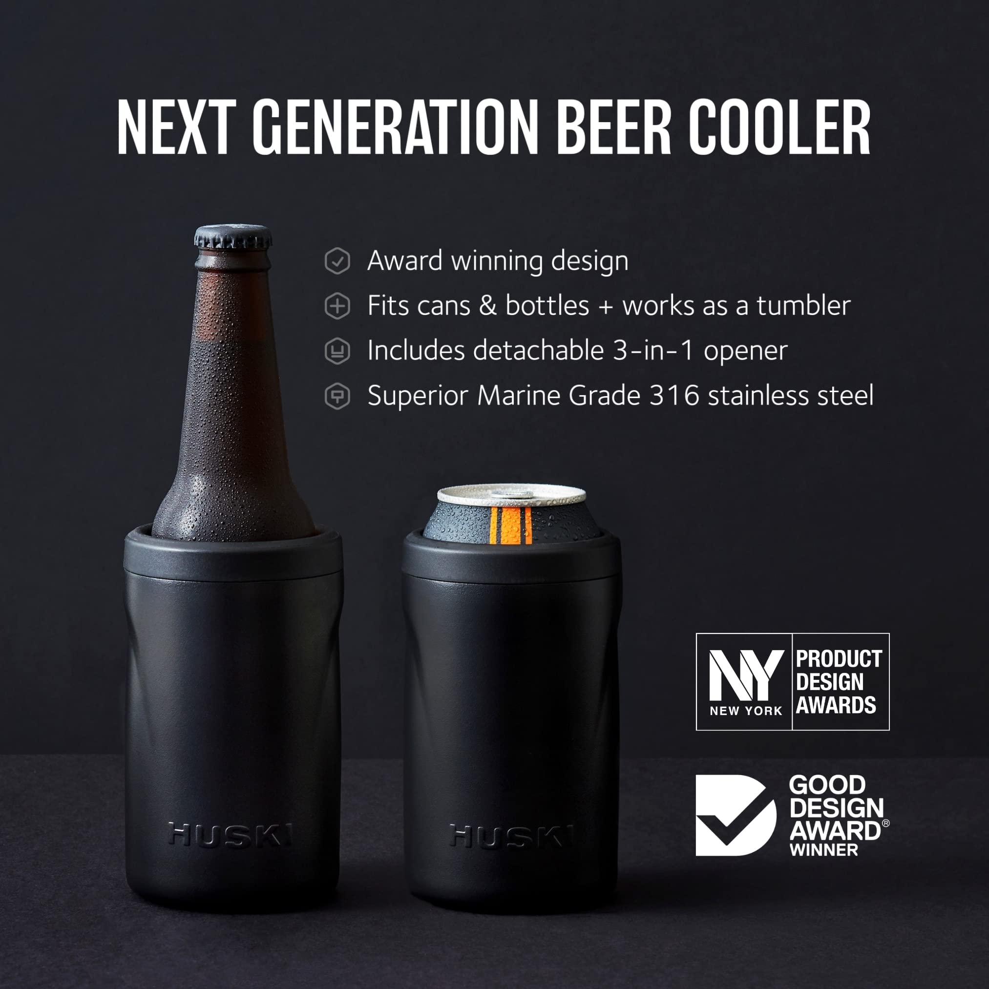 Huski Beer Cooler 2.0 flexi-lock lid enables quick drink swaps.