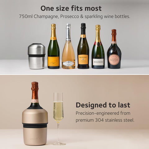 Adjustable height feature of Huski Champagne Chiller fits most bottles