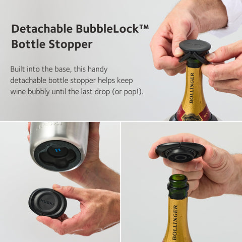 Huski Champagne Chiller fits most bottles with adjustable height for versatile use