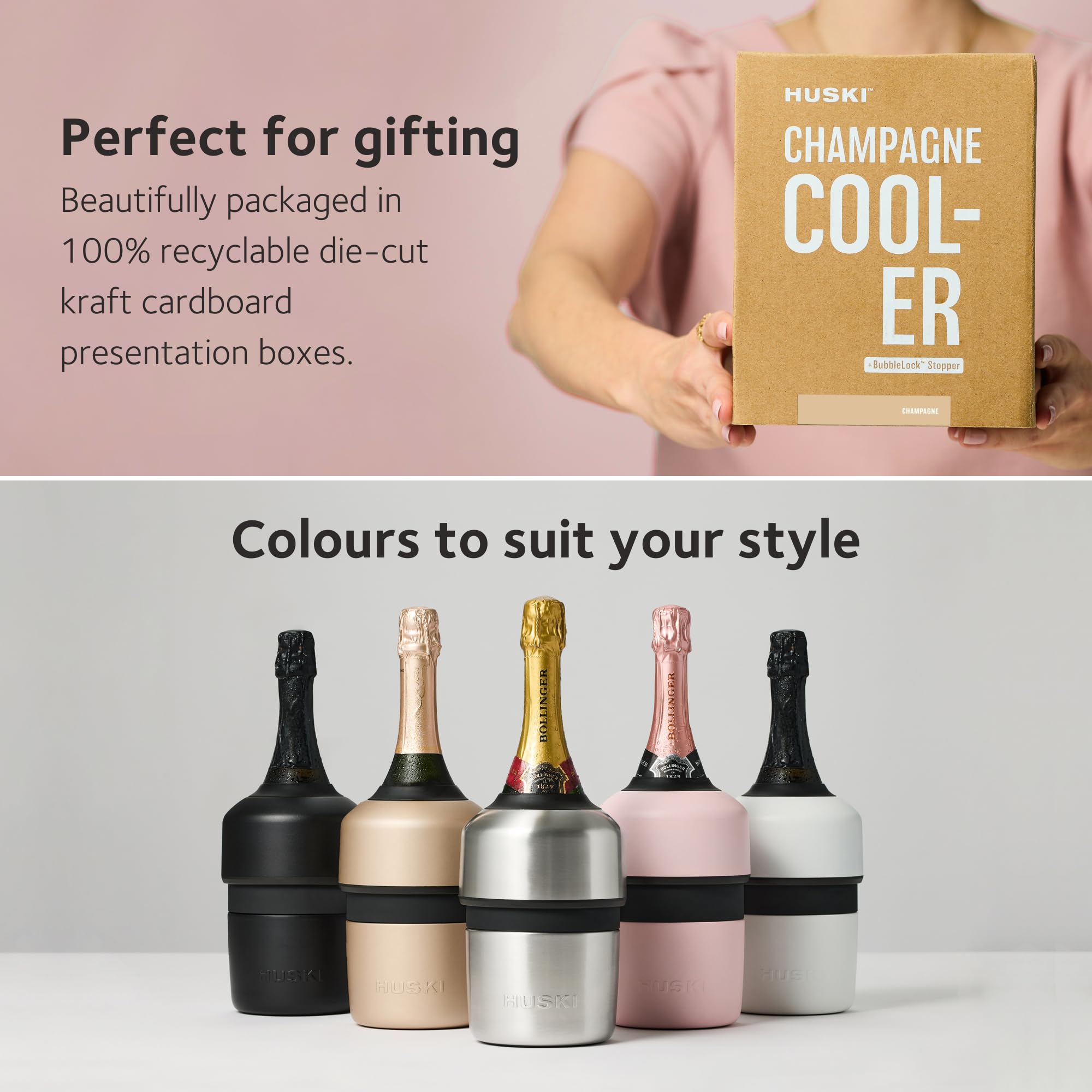 One-size-fits-most design securely holds 750ml bottles