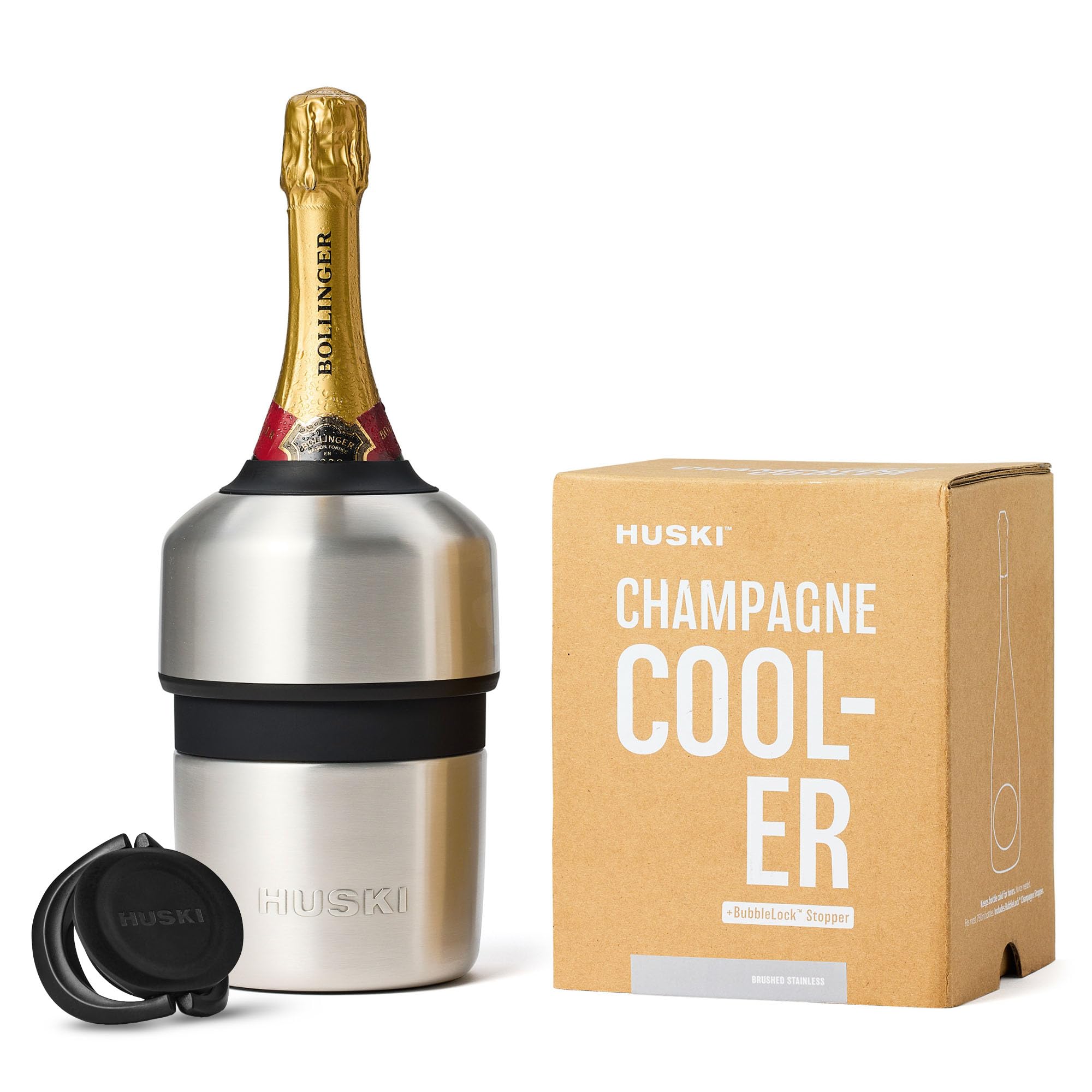 Huski Champagne Chiller on table showing elegant iceless cooling for guests