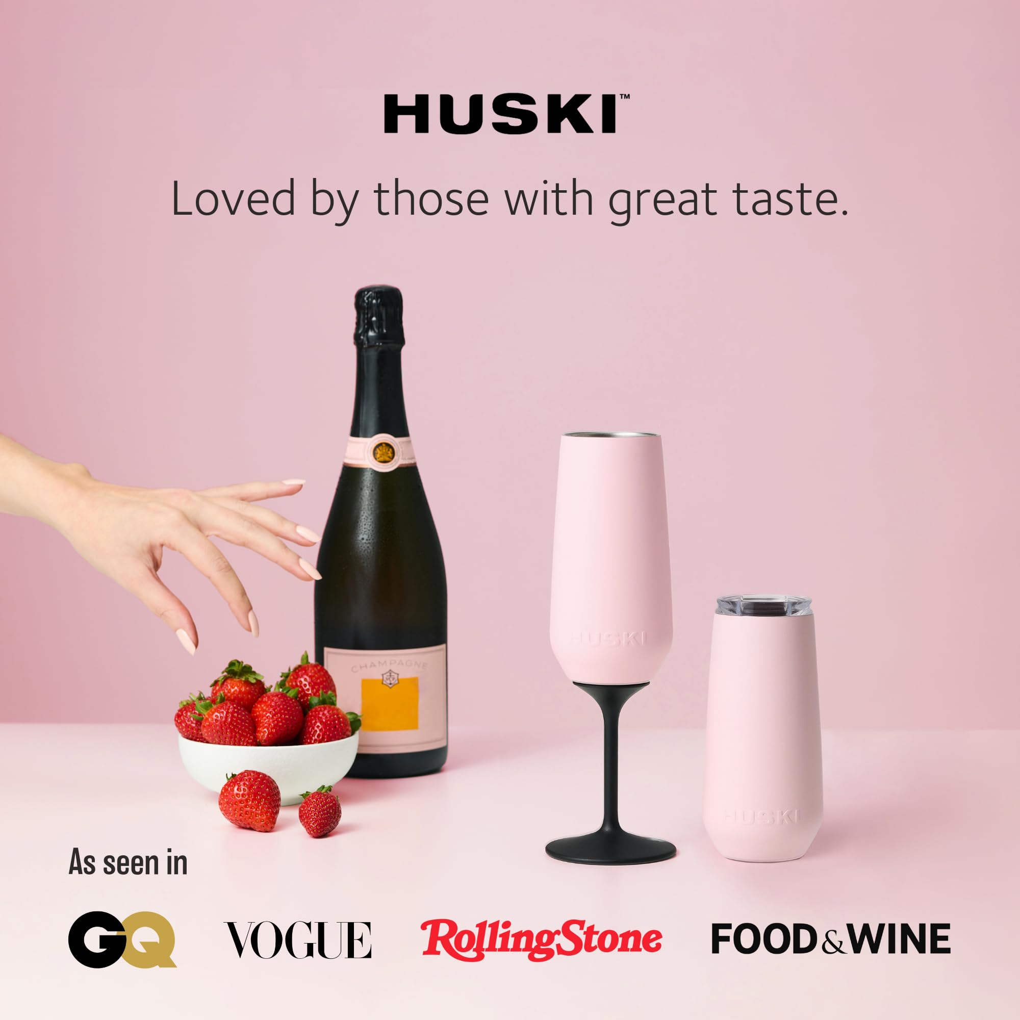 Huski champagne flute showing non-scratch base protecting surfaces during use