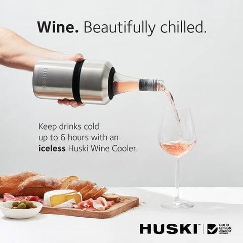 Huski Wine Chiller adjustable height demonstrates versatile bottle fit and stability.