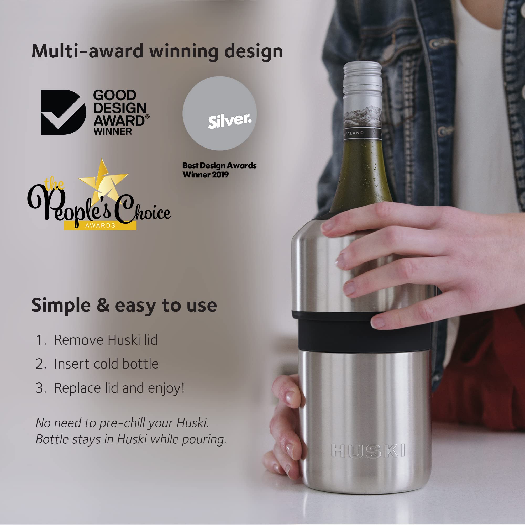 Huski Wine Chiller vacuum insulation preserves chill for hours at gatherings.