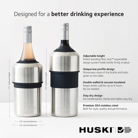 Huski Wine Chiller flexi-lock pour keeps pouring stable