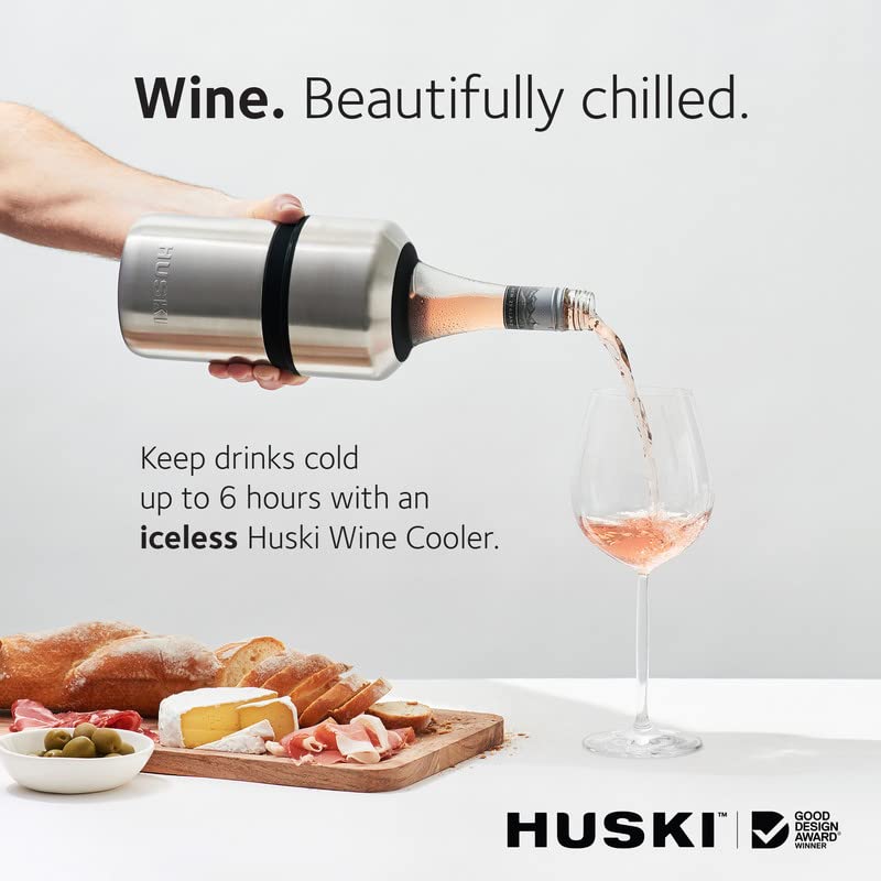 Huski Wine Chiller on table use with bottle inside, stylish setup
