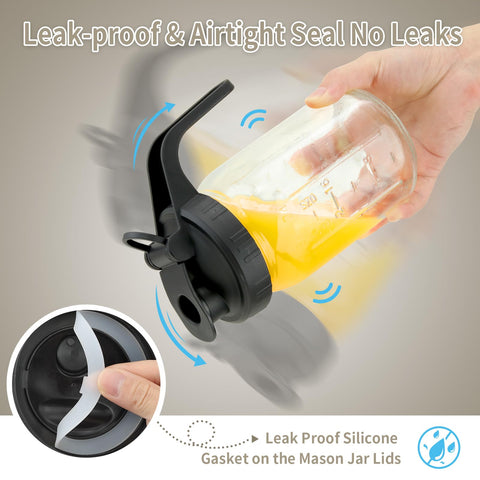 Huspossesser flip-cap lid with airtight seal on jars.