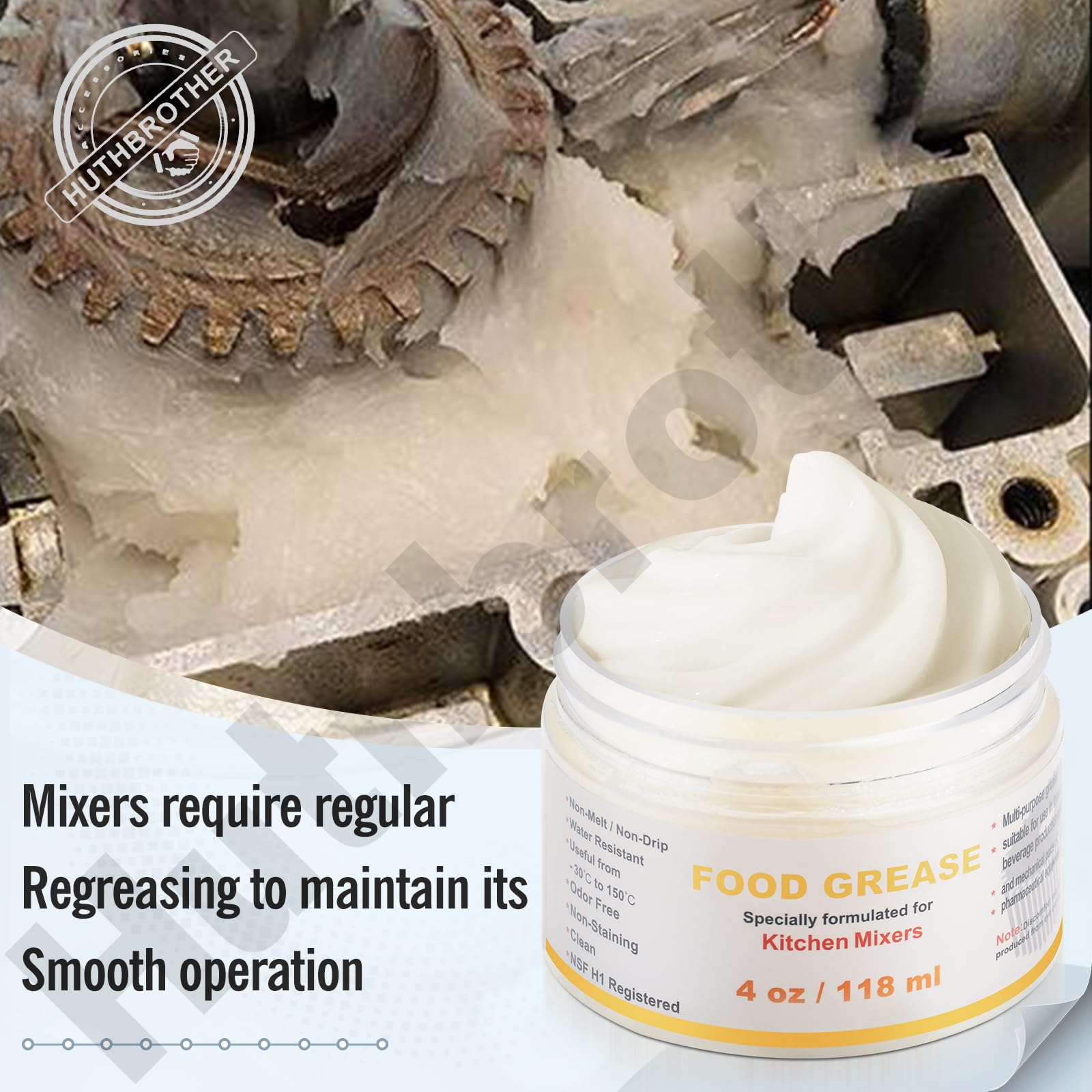 Huthbrother mixer gear attachments illustration for maintenance.