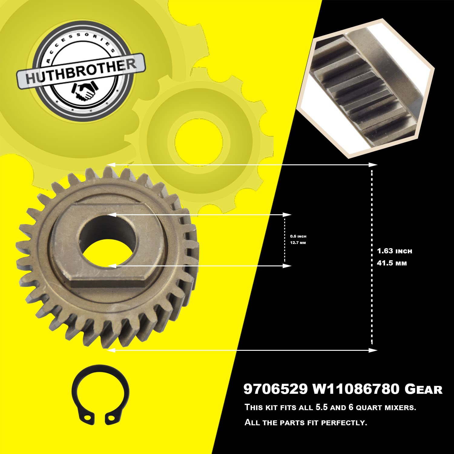 Huthbrother worm gear kit bearing for Whirlpool compatibility and smooth operation