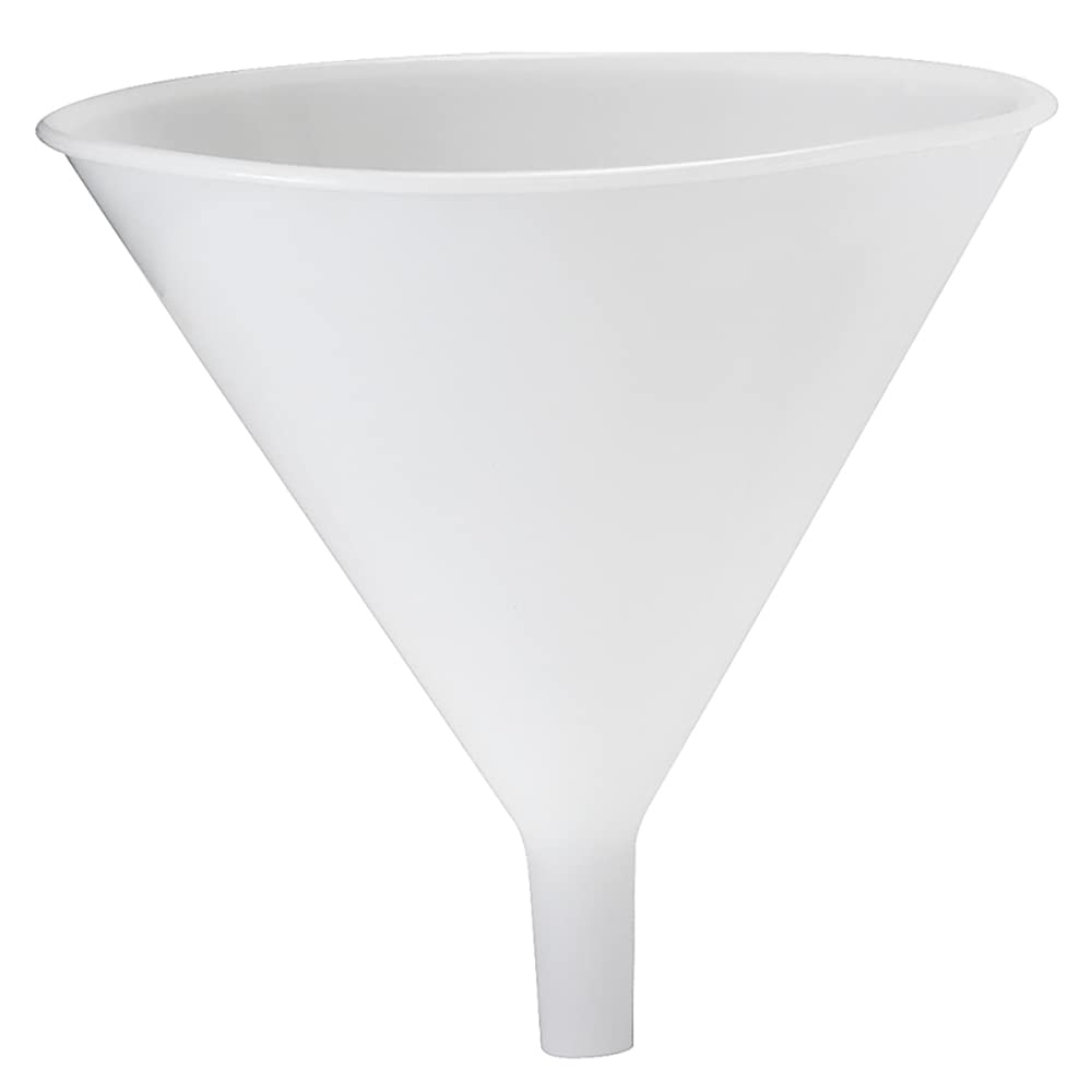 Hutzler 64oz plastic funnel top view, food safe and BPA free for easy pouring