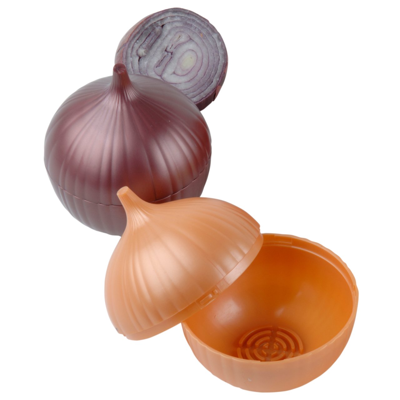 Hutzler Onion Saver twist-lock lid secures freshness and prevents leaks.