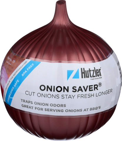 Hutzler Onion Saver container front view showing compact fridge storage for chopped onions