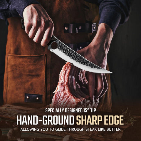 Huusk edge 15-degree-tip knife for meticulous bone trimming.
