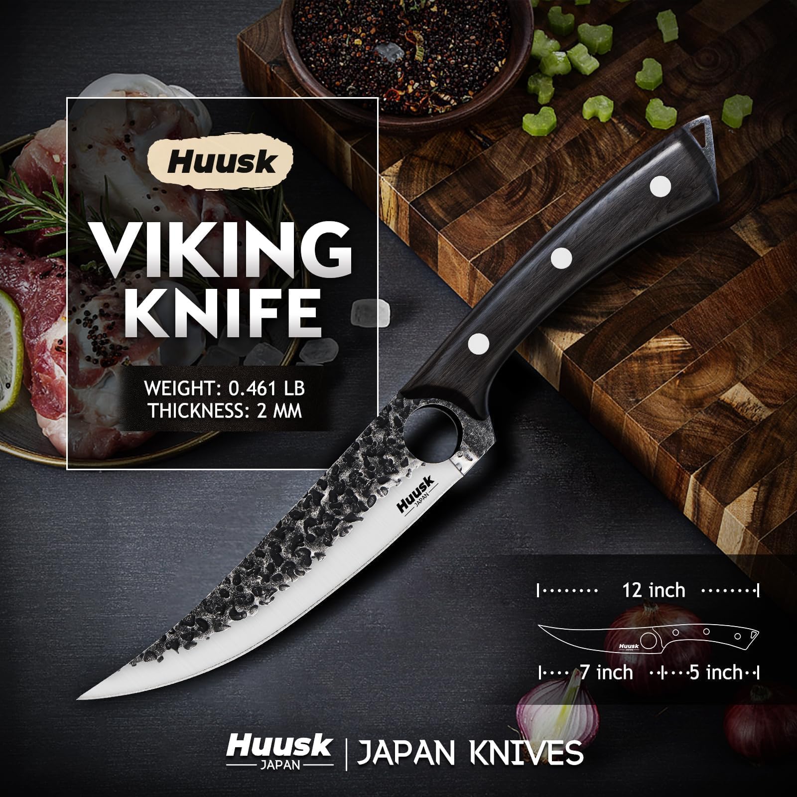 Huusk ATS-34 blade resists wear while staying sharp.