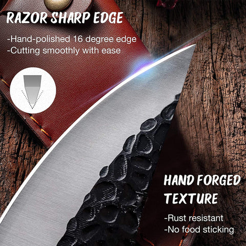 Huusk boning knife with index finger hole enhances control for filleting.