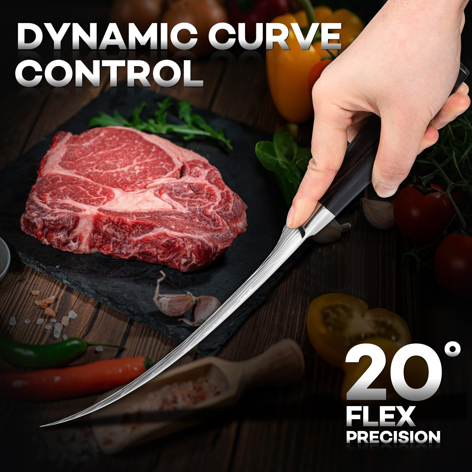 Huusk boning knife design ideal for poultry and meat preparation.