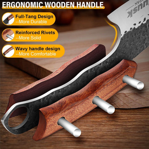 Nitrogen-cooled ATS-34 steel provides hard edge retention.