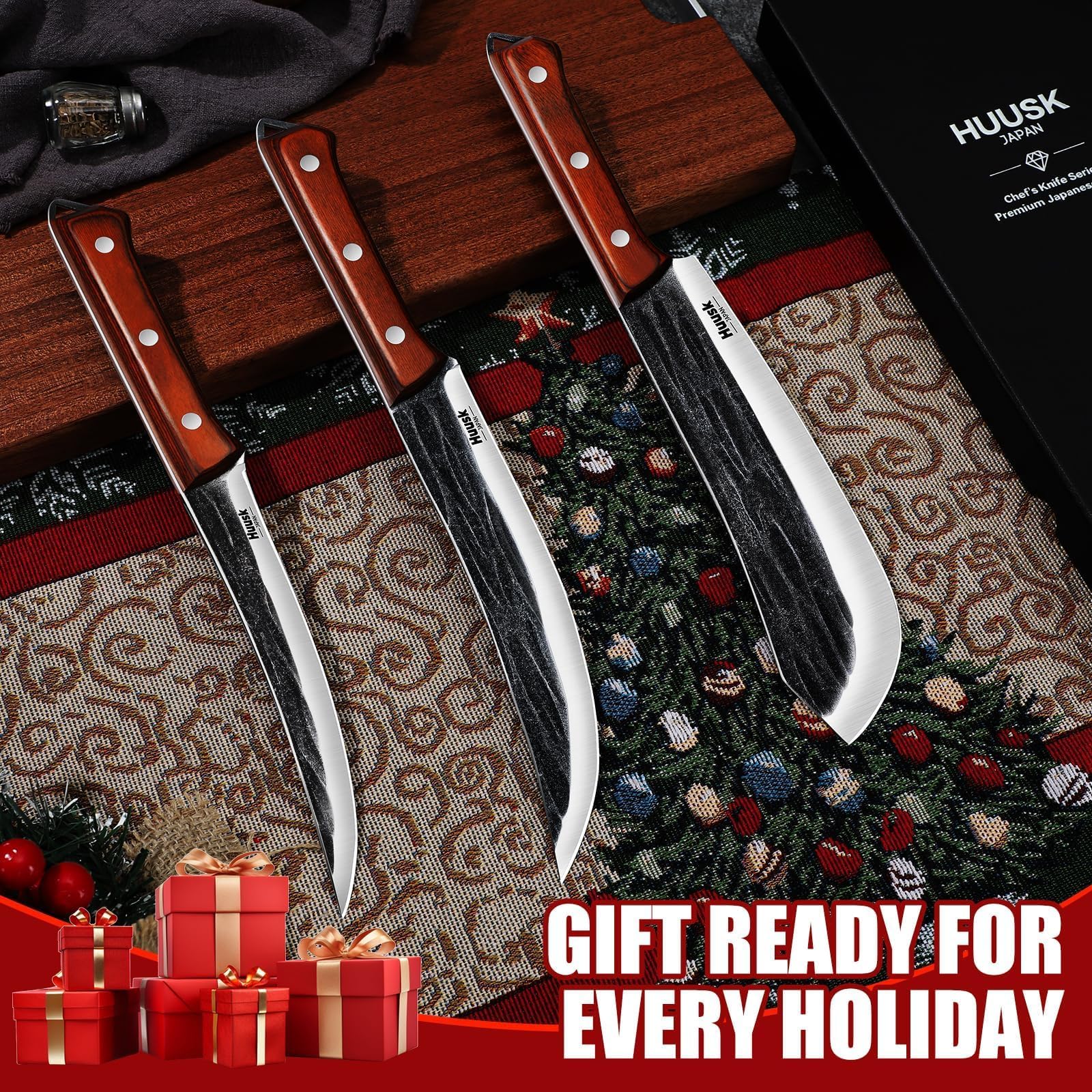 Huusk butcher knife for versatile carving of roasts and cuts.