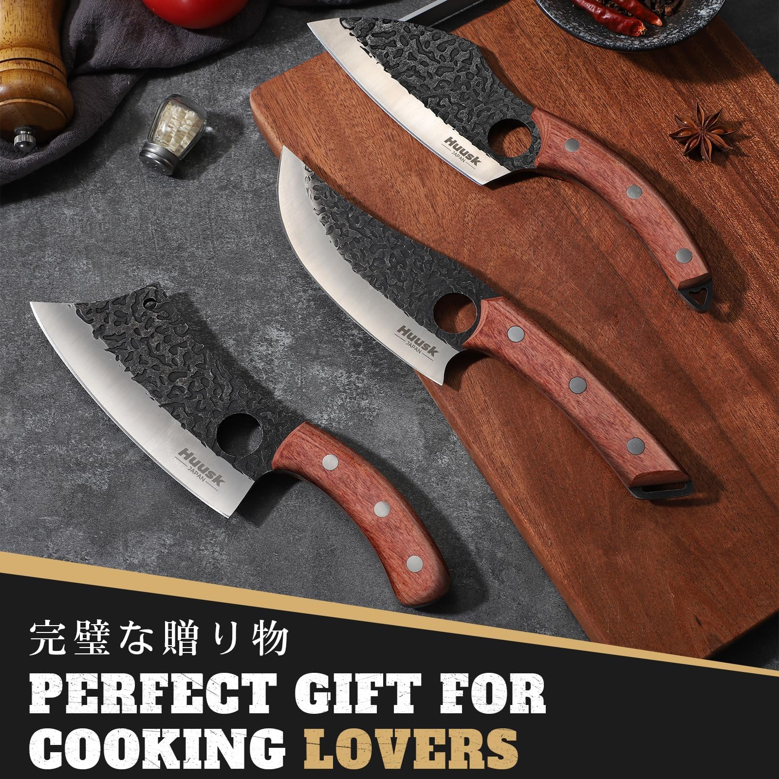 Huusk chef knife 6.2-inch blade ideal for dicing vegetables and slicing tasks.