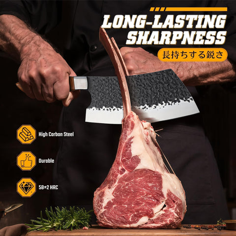 Huusk chef knife with wood handle enables precise slicing and comfort.