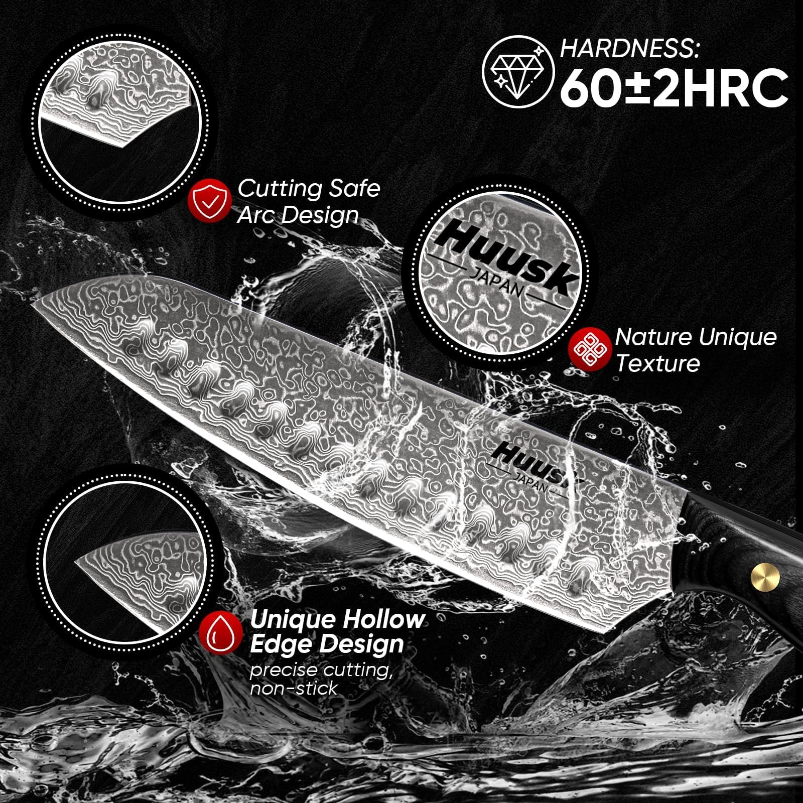 Huusk full-tang ergonomic handle provides balanced control during use