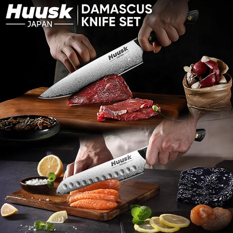 Huusk kitchen prep knife set for meat vegetables and fruit with precise cuts