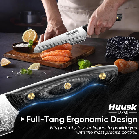 Huusk Damascus Santoku Knife 7-inch gift-ready packaging for premium gifting