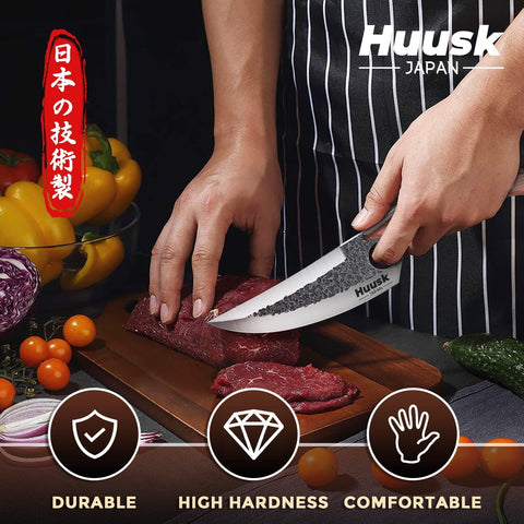 Huusk hand-forged Viking knife closeup highlighting craftsmanship