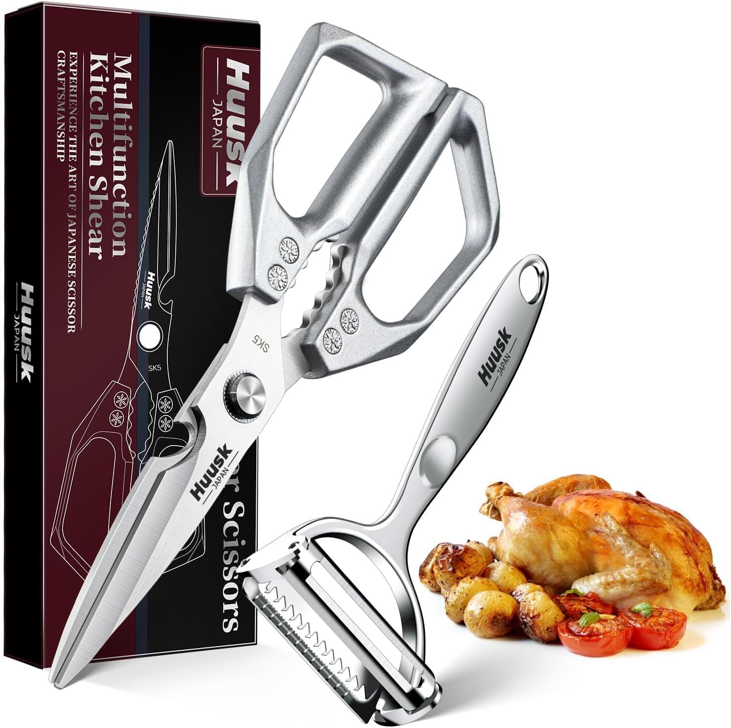 Huusk kitchen scissors with heavy-duty blades for precise cuts and versatility.