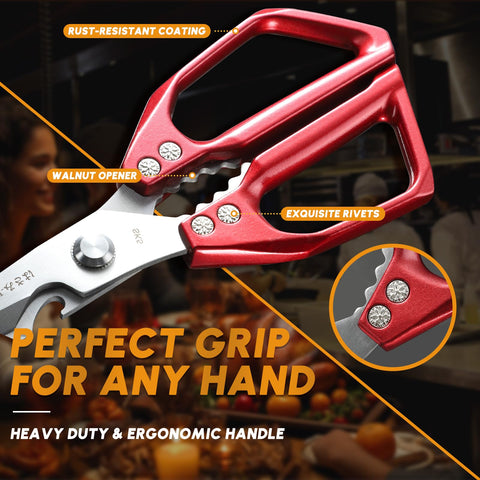 Huusk kitchen scissors red ergonomic handles for comfortable grip.