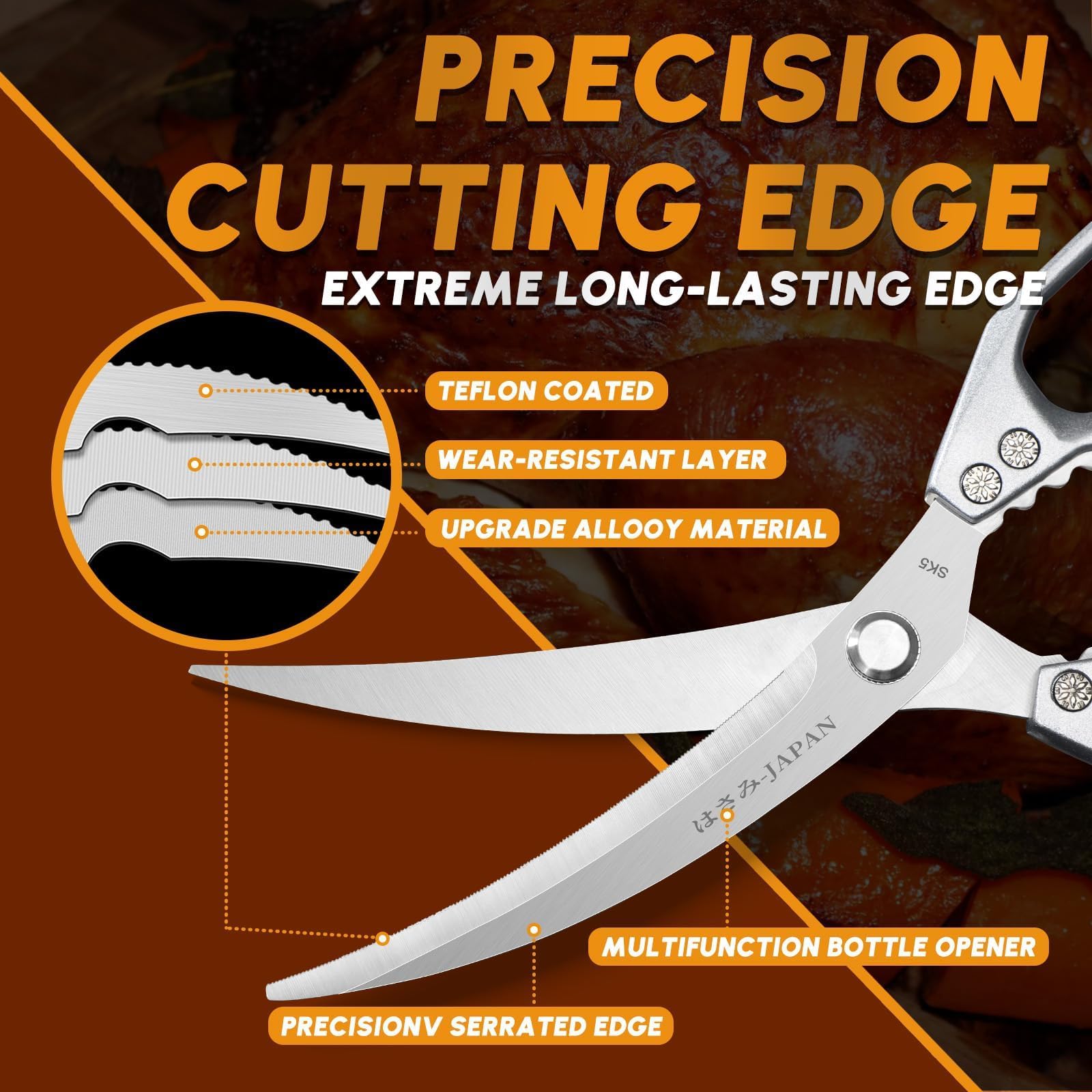 Huusk Kitchen Scissors cut through tough foods like bones with ease.