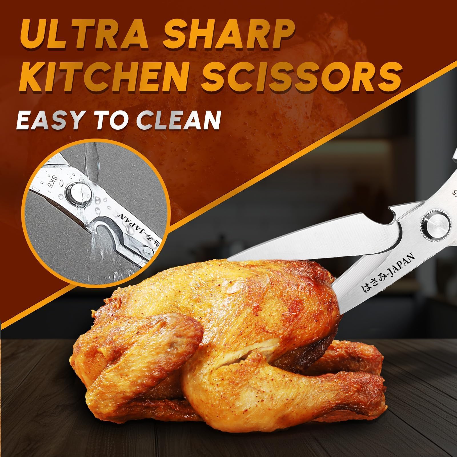 Huusk kitchen shears in black for modern kitchen tasks.