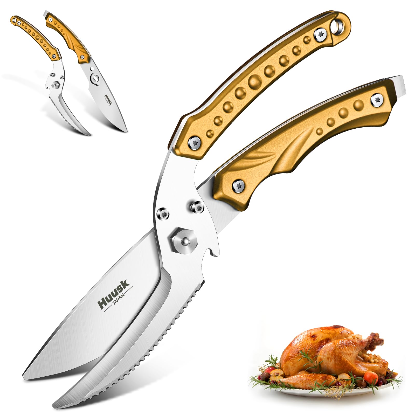 Huusk kitchen shears heavy-duty poultry cutting with robust blades for clean cuts