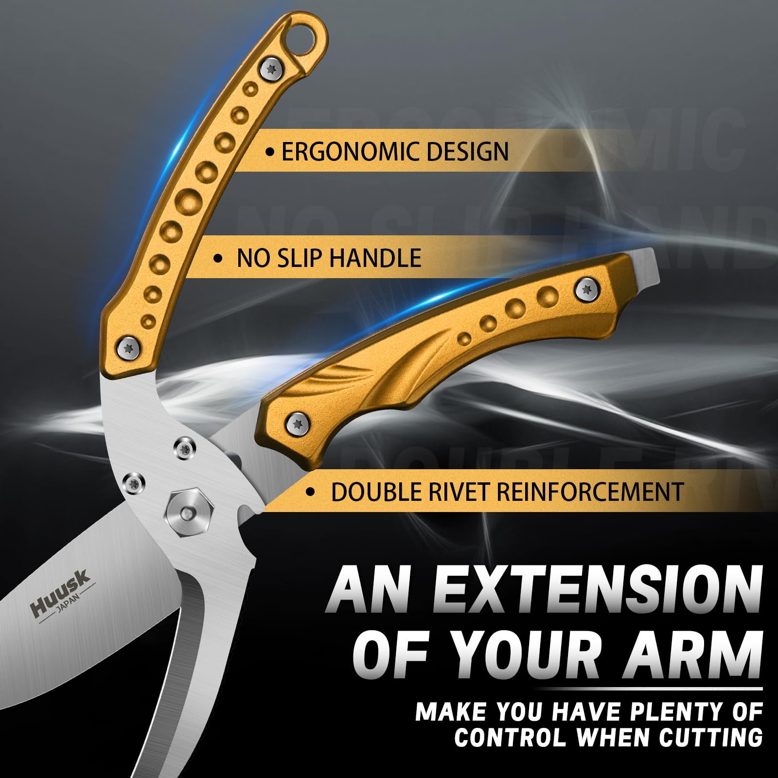 Huusk kitchen shears serrated edge for fish descaling and grip on slippery surfaces