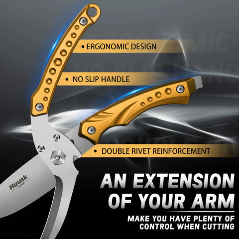 Huusk kitchen shears serrated edge for fish descaling and grip on slippery surfaces