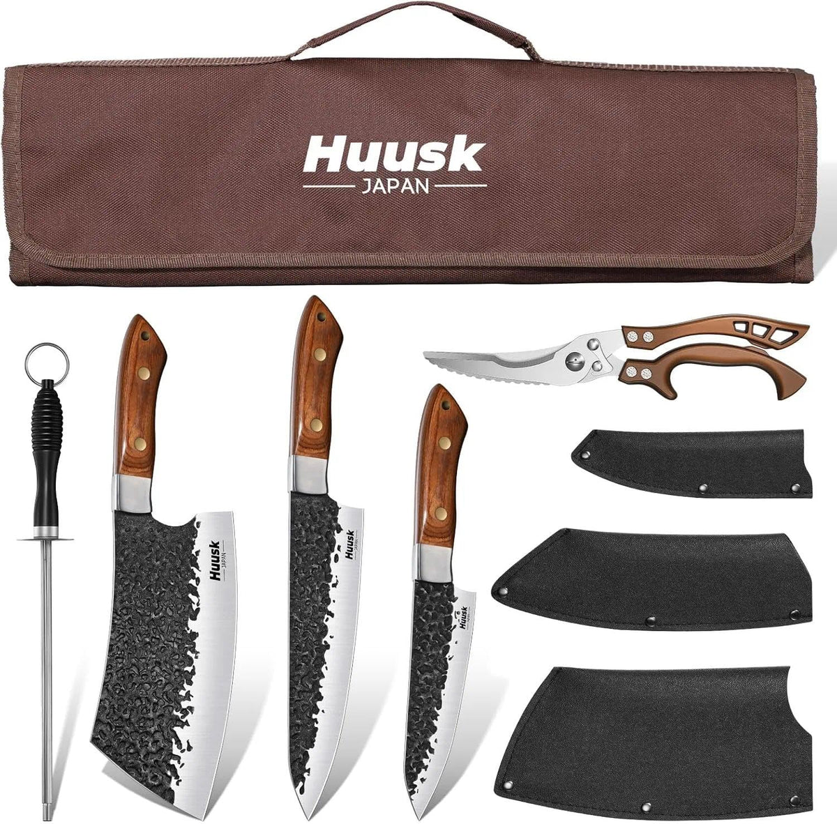Huusk knife set 5pcs complete kit for versatile kitchen prep.