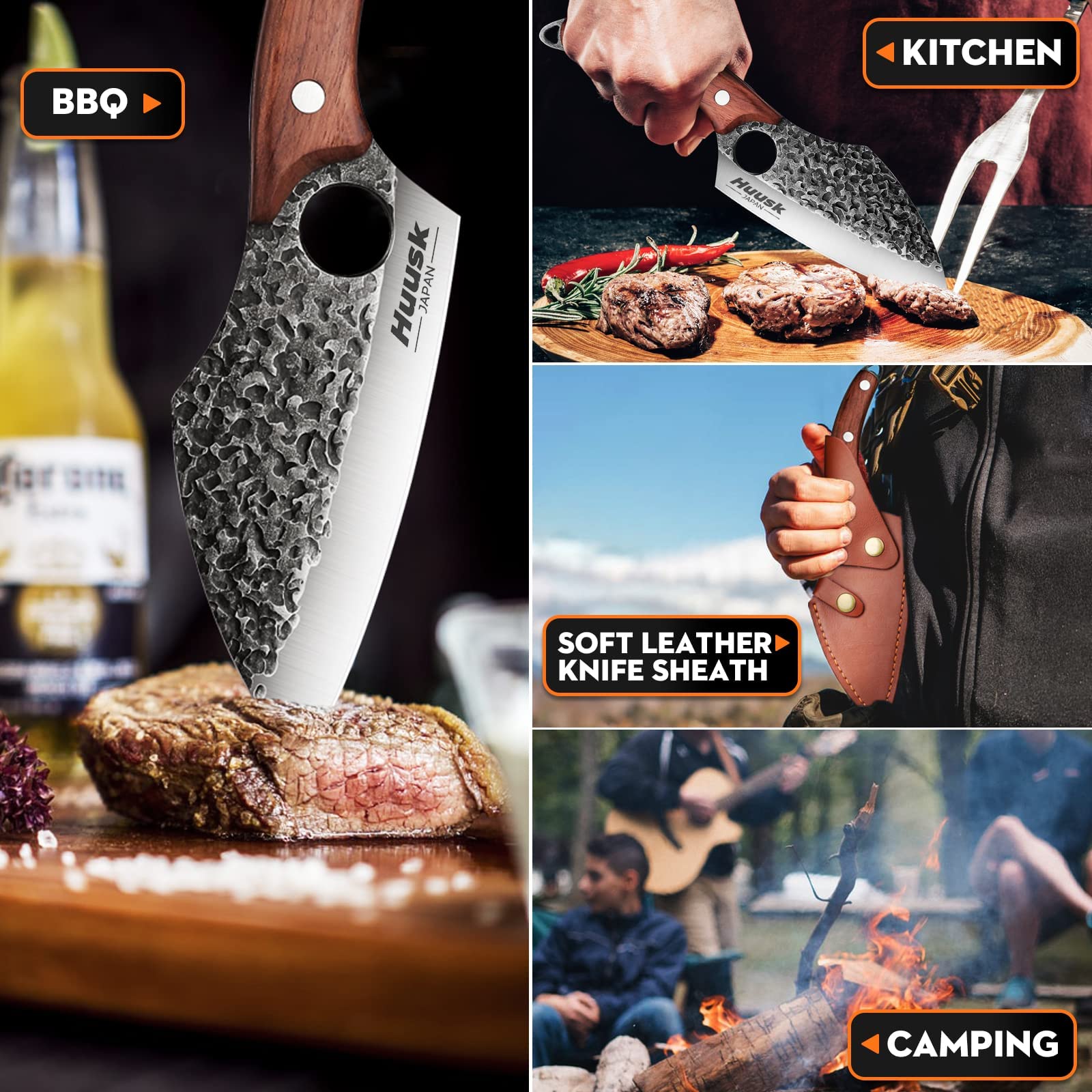 Huusk cleaver for camping and outdoor BBQ use