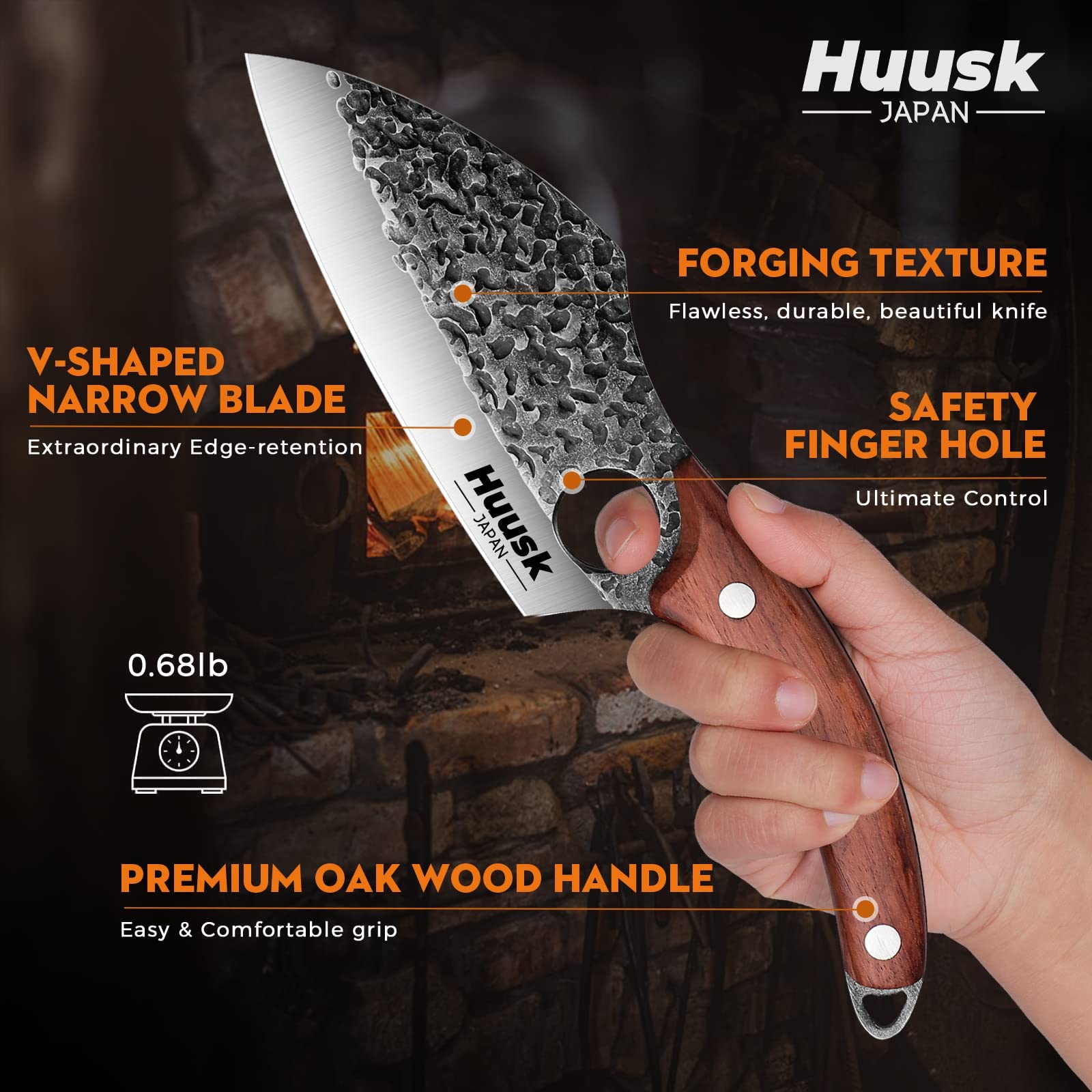 Huusk knife slicing meat with precise, easy cuts