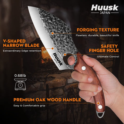 Huusk knife slicing meat with precise, easy cuts