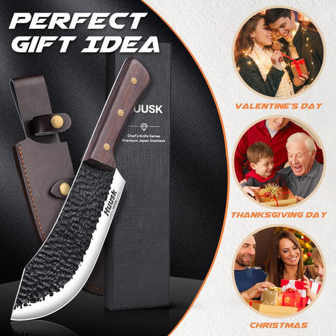 Huusk cleaver triple rivets on the handle ensure secure grip.