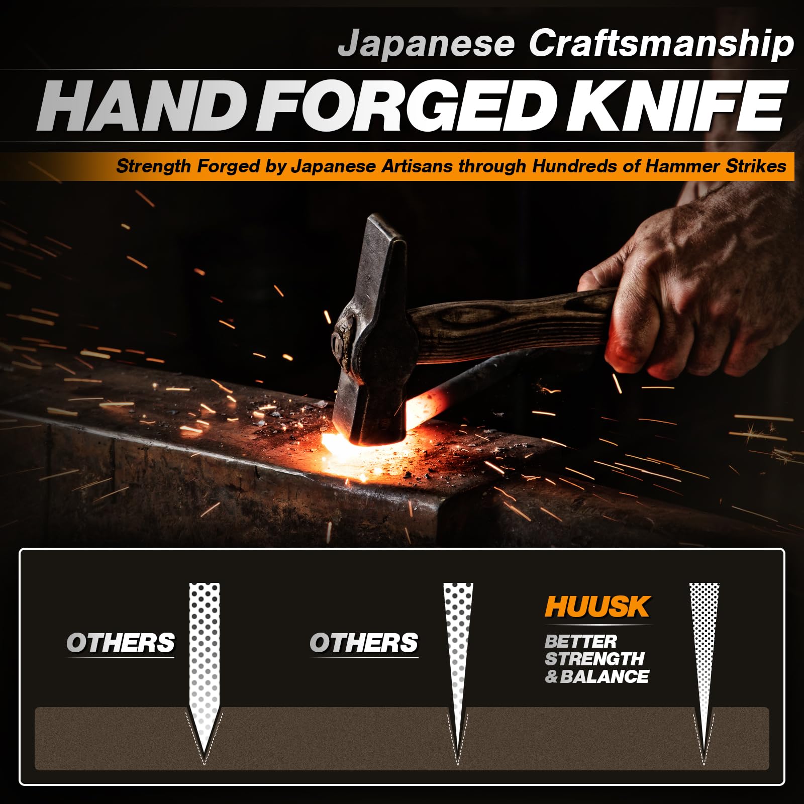 Huusk six-point-four-inch blade ideal for chopping, slicing, and dicing